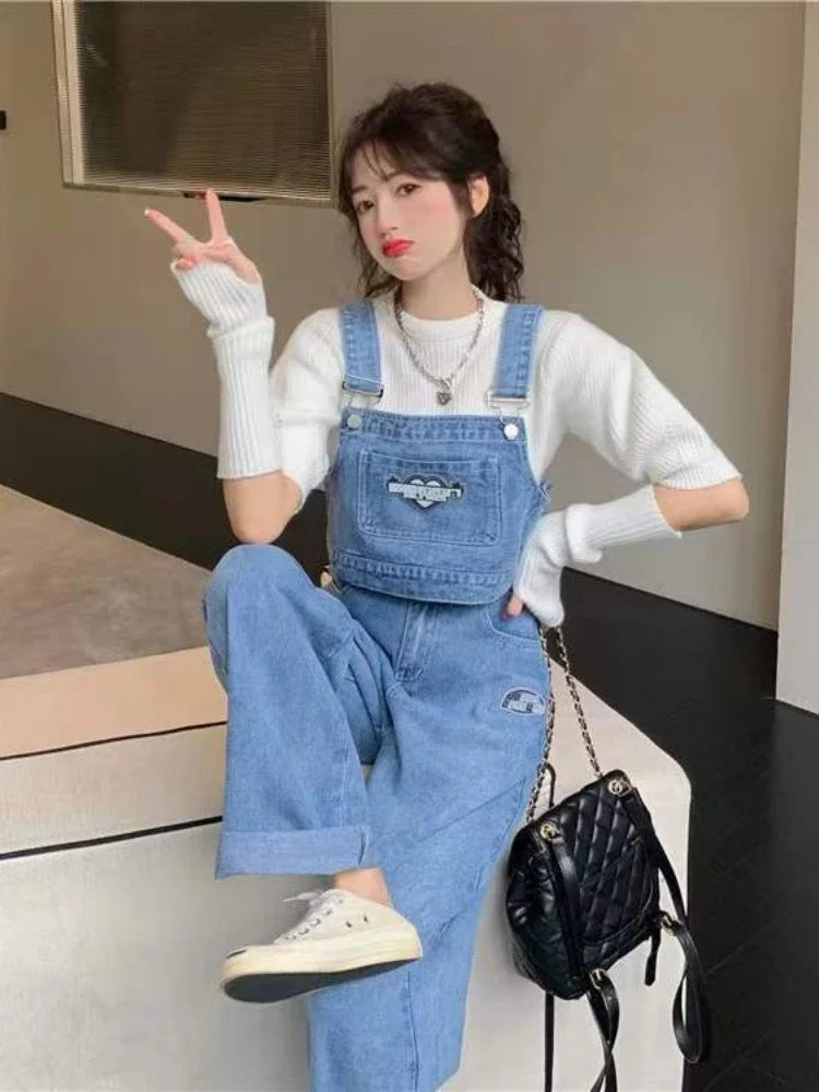 American Vintage Denim Suit Women High Street Style Wear - Vusy Kawaii Shop
