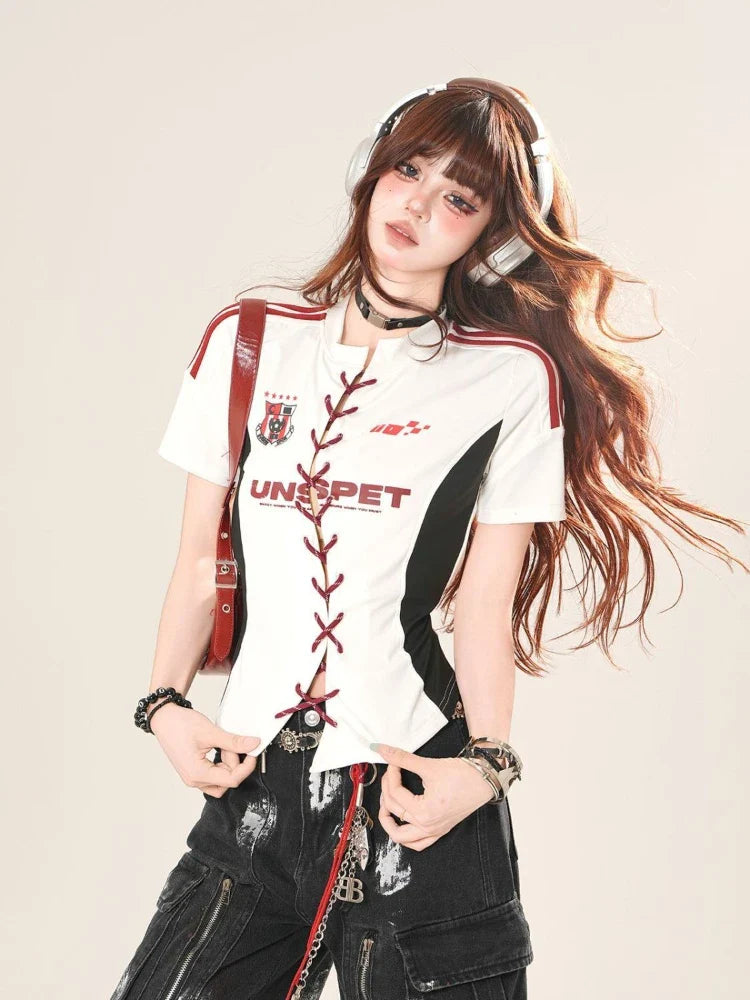 American Vintage Sexy Cut-Out Bodycon Short Sleeve T-Shirt - Vusy Kawaii Shop