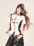 American Vintage Sexy Cut-Out Bodycon Short Sleeve T-Shirt - Vusy Kawaii Shop