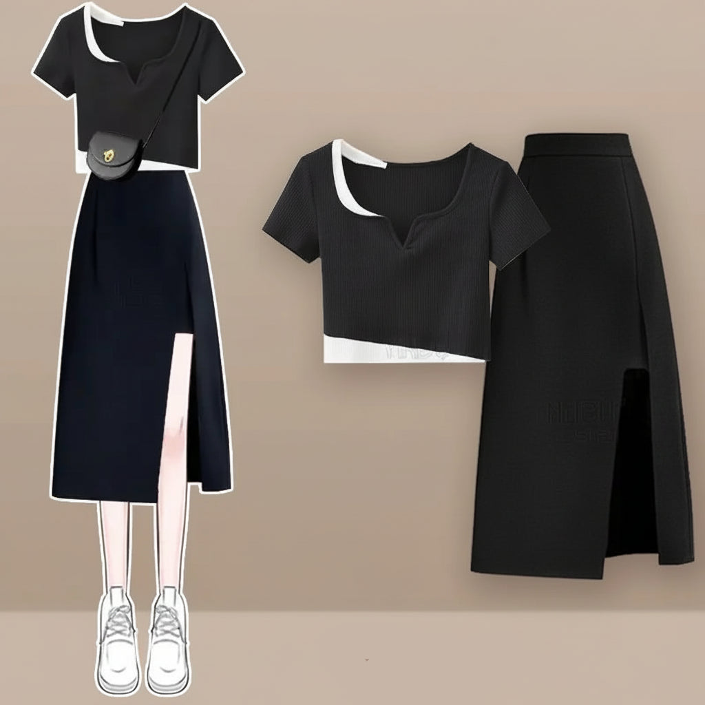 Summer Short Sleeve Top Junction Design Sensibility Slimming - Vusy Kawaii Shop