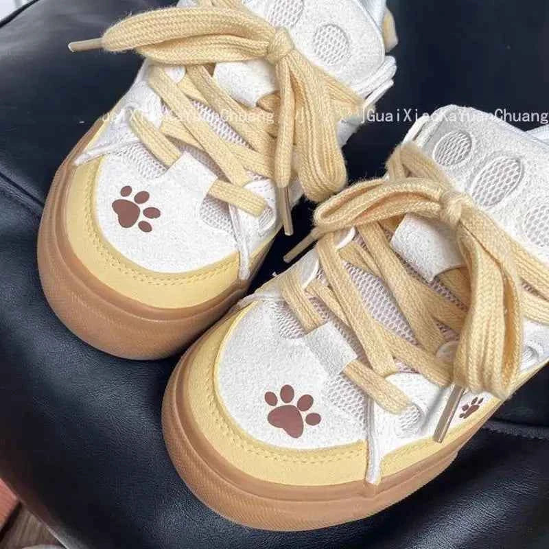 Anime Sanrios Shoes Woman Anti-Slip Sneakers Cartoon Pompom Purins Student Versatile Skate Shoes Girls Kawaii Thick Soled Shoes