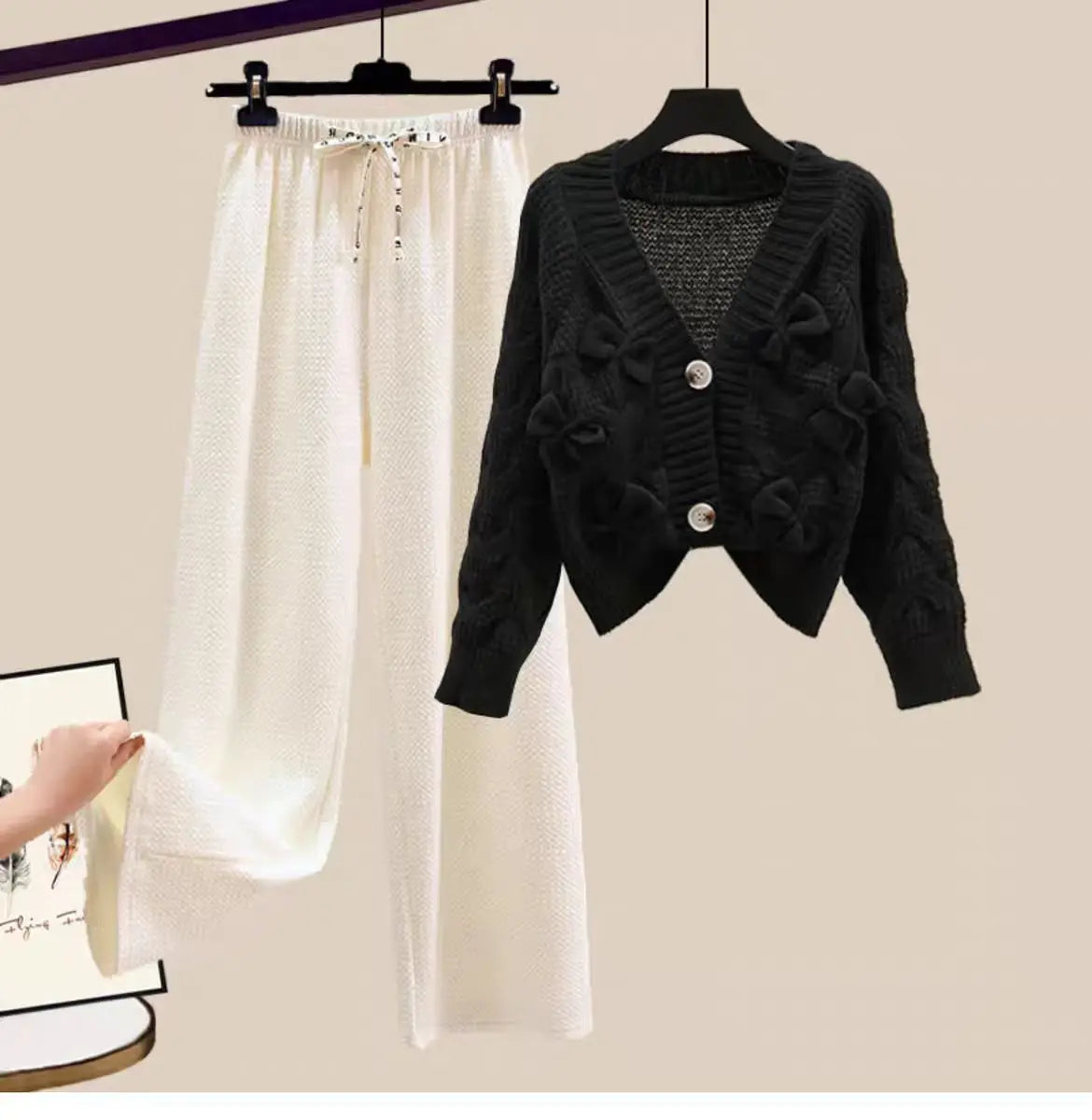 Two Piece Set in Sweater Matching Sets Korean Sweet Bow - Vusy Kawaii Shop