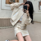 Streetwear Skirt Outfits Fashion Korean Two Piece Sets Women - Vusy Kawaii Shop