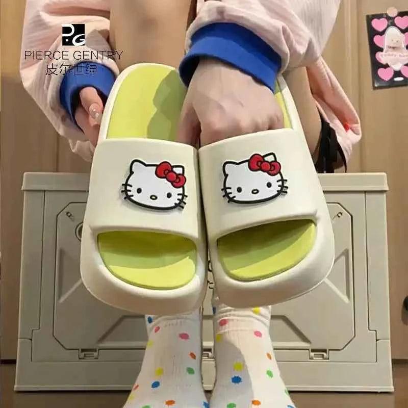 Kawaii Hello Kittys Eva Slippers for Women Cartoon Sanrios Thick Sole Flip-Flops Non Slip Beach Sandals Cute Girls Casual Shoes