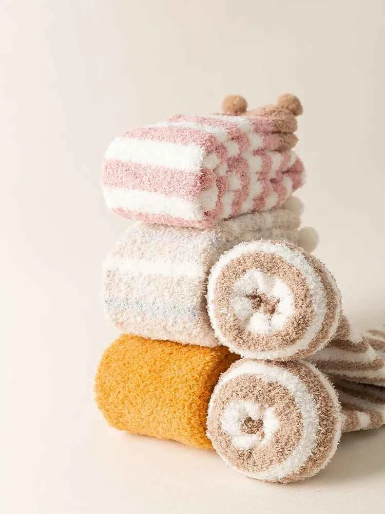 Womens Fuzzy Socks Slipper Winter Fluffy Comfy Cozy Socks Cabin Warm Home Socks Cute Knee High Socks