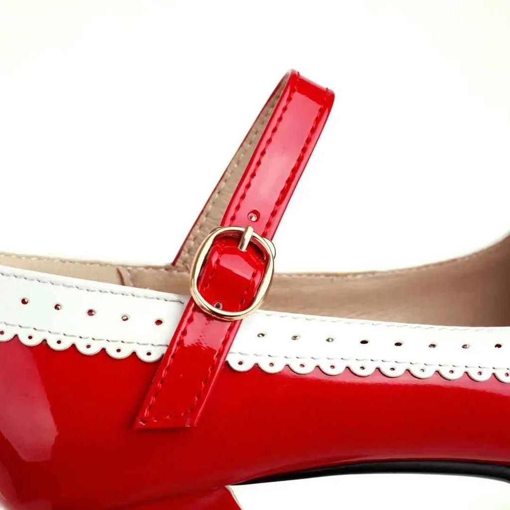 Pink Red Patent Leather Women Platform Mary Janes High Chunky Heels Pumps Lady Party Dress Summer Bowknot Round Toe Lolita Shoes