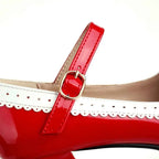Pink Red Patent Leather Women Platform Mary Janes High Chunky Heels Pumps Lady Party Dress Summer Bowknot Round Toe Lolita Shoes