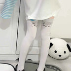Japanese Kawaii Expression Thigh Socks White Print Long Socks JK Harajuku Over Knee Thigh High Stockings Y2K Cosplay Socks