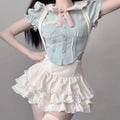 Kawaii Kawaii Clothing 2-teilige Sets Puff-Miniröcke Crop