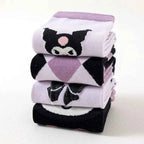 4 Pairs Cartoon Sanrio Kuromi Socks Kawaii Children's Calf Socks Cotton Girls Bow Spring and Summer Stockings Children's Gifts