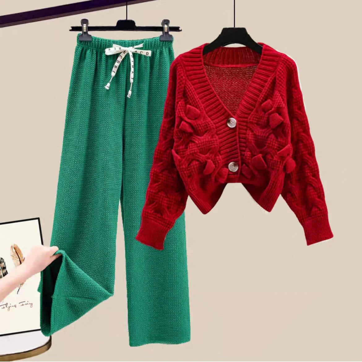 Two Piece Set in Sweater Matching Sets Korean Sweet Bow - Vusy Kawaii Shop