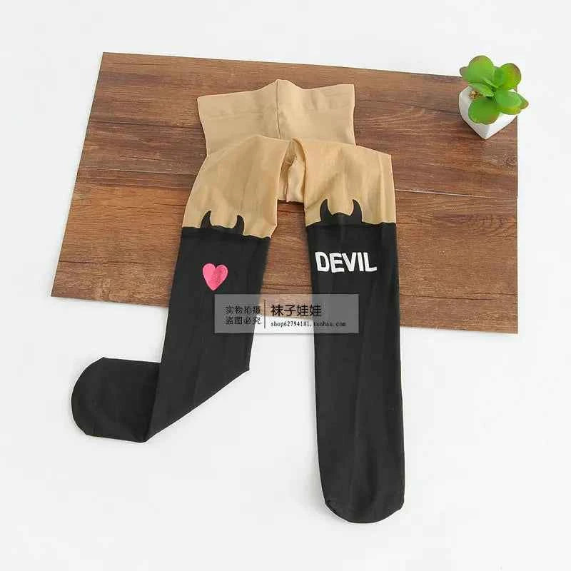 Spring autumn warm children Baby Kids tights printing Cartoon Animal Bear pantyhose cat kawaii Knee tattoo Student girl stocking
