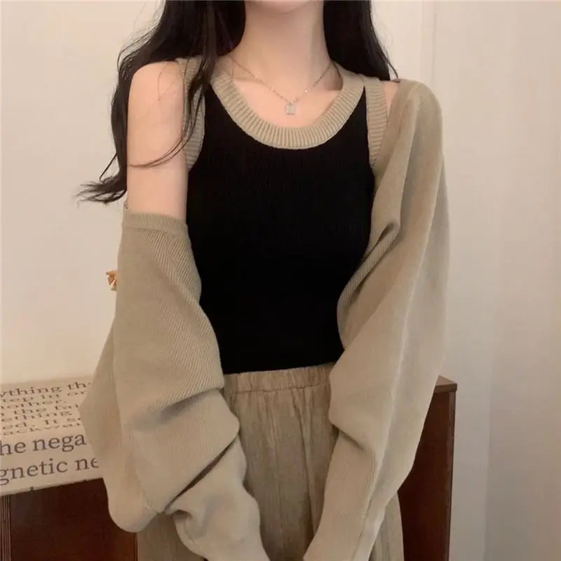 Women’s Spring Autumn Knit Vest and Pants Set Korean Fashion - Vusy Kawaii Shop