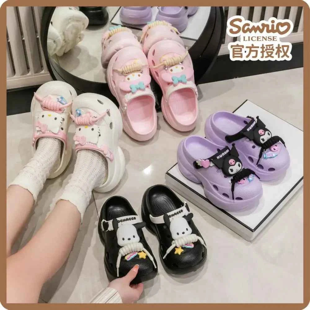 Cute Hello Kitty Sandals Women Eva Slippers Sanrioed Kawaii Anime Summer Girls Female Summer Beach Outside Anti-Slip Sandals