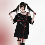 Harajuku T-Shirts Women Cross Chain Top Tee Loose Off - Vusy Kawaii Shop