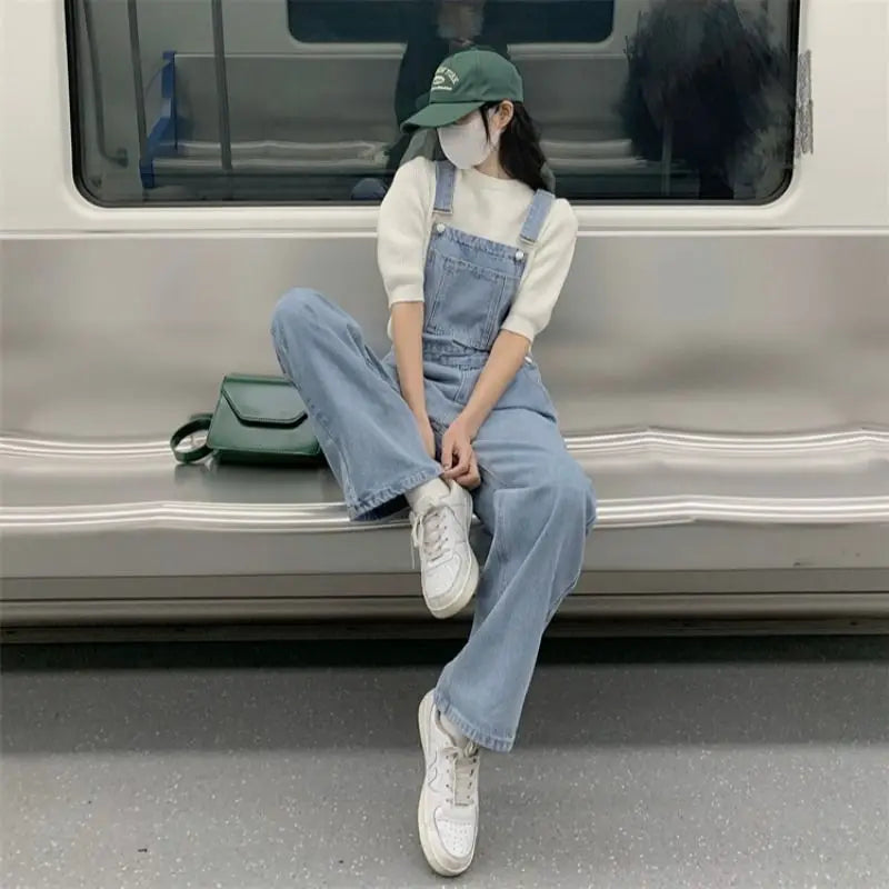 Women’s Preppy Style Sweatshirt and Denim Overalls Spring - Vusy Kawaii Shop