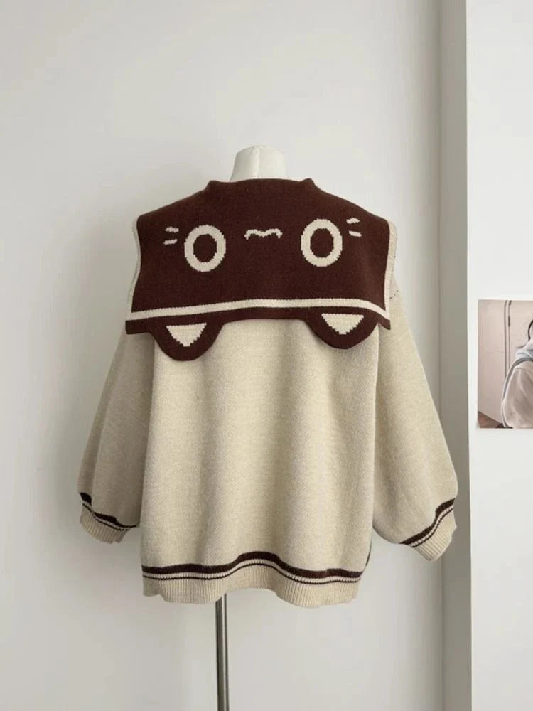 Preppy Style Grunge Kawaii Cute Cat Jacquard Sweaters Women - Vusy Kawaii Shop