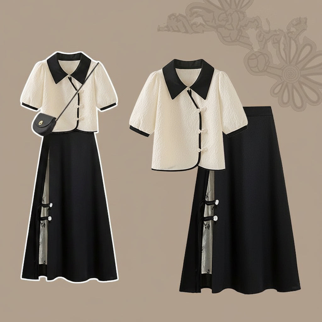 Summer Japanese Style Set Graceful Short Sleeve Blouse - Vusy Kawaii Shop
