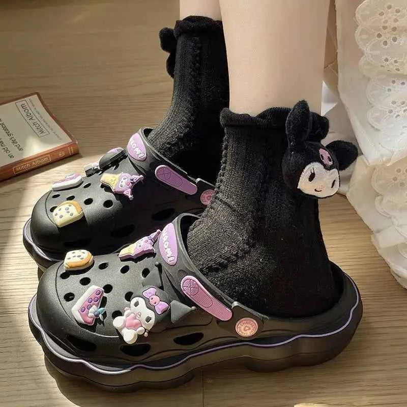 Sanrioed Hello Kittys Sandal Slippers Women's Diy Accessories Shoes Kuromi Cinnamoroll Summer Beach Sandals for Students Girls