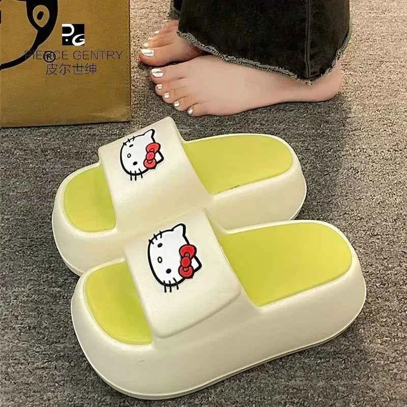 Kawaii Hello Kittys Eva Slippers for Women Cartoon Sanrios Thick Sole Flip-Flops Non Slip Beach Sandals Cute Girls Casual Shoes