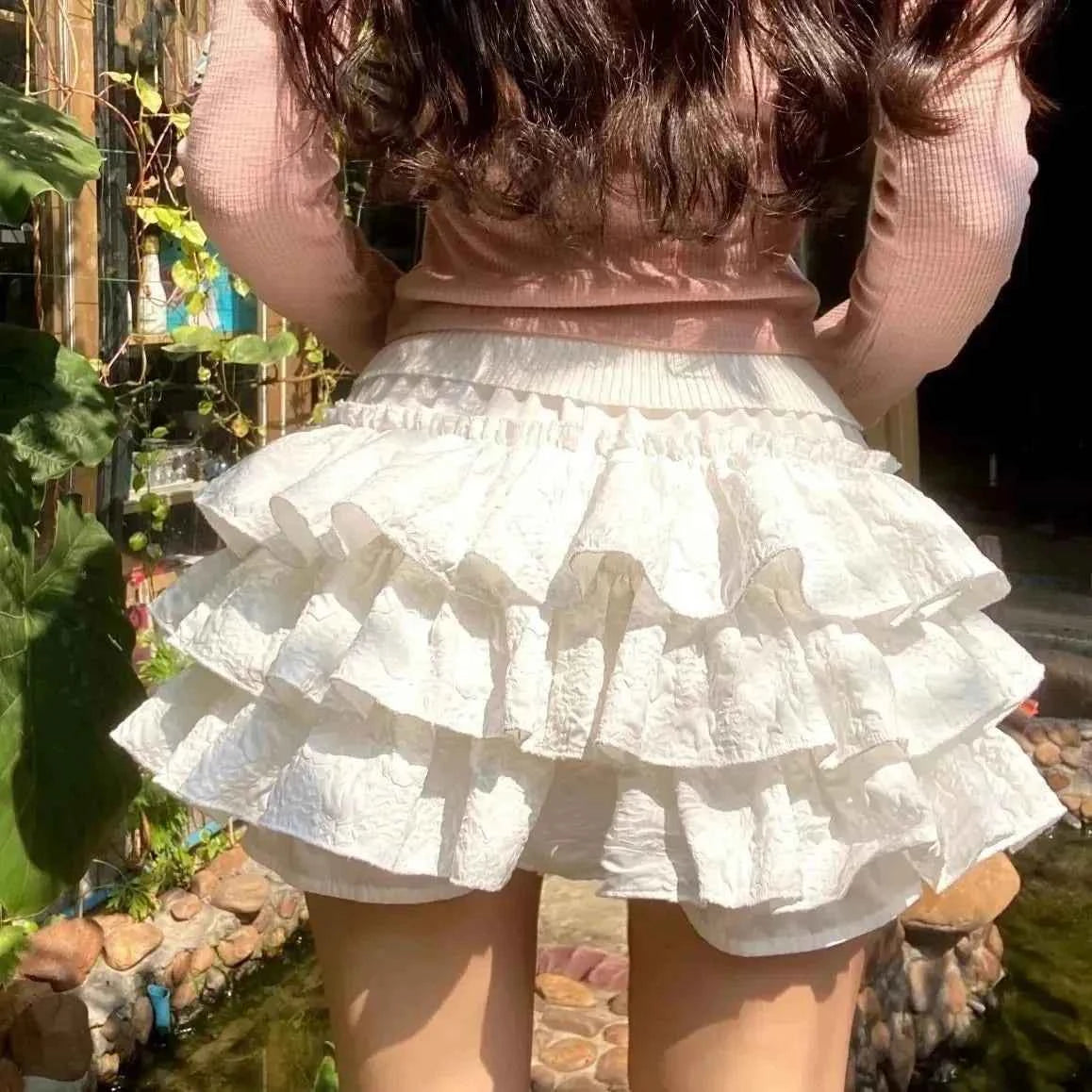 Japanese Pumpkin Puffy Cake Soft Girl Skirts Sweet Cute Jupe