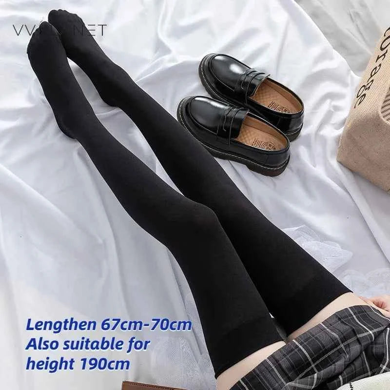 Long Tube Over The Knee Socks Velvet High Elasticity Uniform White Anti-slip Slim Velvet Thigh Women Girls Height 190cm Stokings