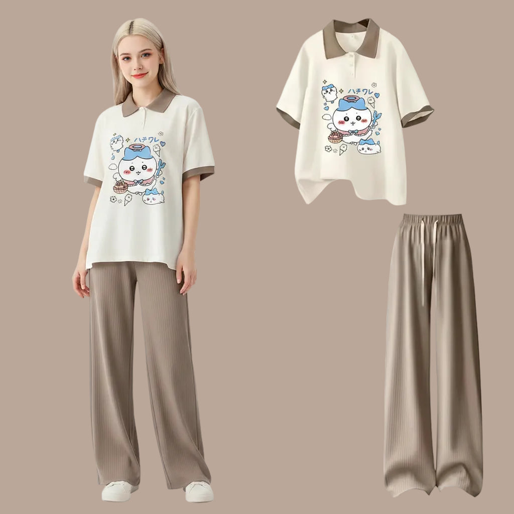 Summer Loose Polo Short-Sleeved T-Shirt Cute Sweet Cartoon - Vusy Kawaii Shop