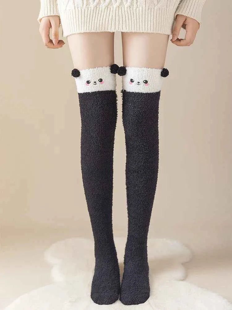 Womens Fuzzy Socks Slipper Winter Fluffy Comfy Cozy Socks Cabin Warm Home Socks Cute Knee High Socks