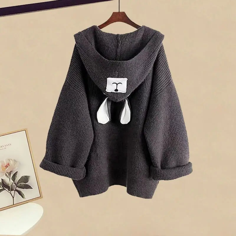 Autumn-Winter Knit Set Hooded Sweater Strap Skirt - Vusy Kawaii Shop