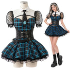 Frankie Stein Monster High goth school uniform cosplay, front view