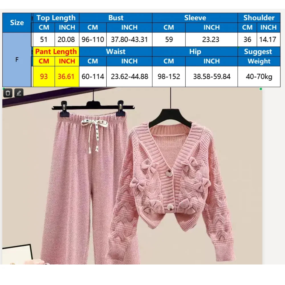 Two Piece Set in Sweater Matching Sets Korean Sweet Bow - Vusy Kawaii Shop