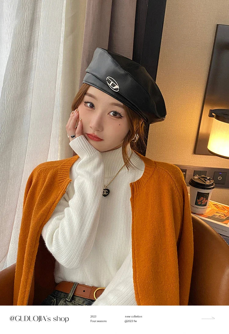 Thermal Knitted Shirt Retro Red Turtleneck Sweater - Vusy Kawaii Shop