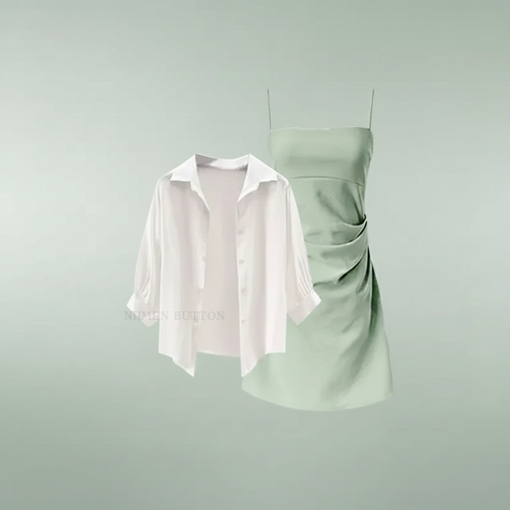 Summer in Fashion Dress Matching Set Lady Korean Elegant - Vusy Kawaii Shop
