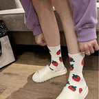 Women Socks Kawaii Strawberry Harajuku Funny Sweet Cotton Cute Happy Socks White Ladies Novelty Girls Christmas Gift