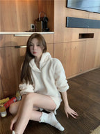 Kawaii Two Pieces Set Women Crop Hoodies and Mini Shorts - Vusy Kawaii Shop