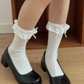 JK White Over the Knee Socks Women Classic Sweet Lace