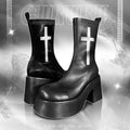 Gothic Cross Elastic Boots with Thick Soles High Sponge