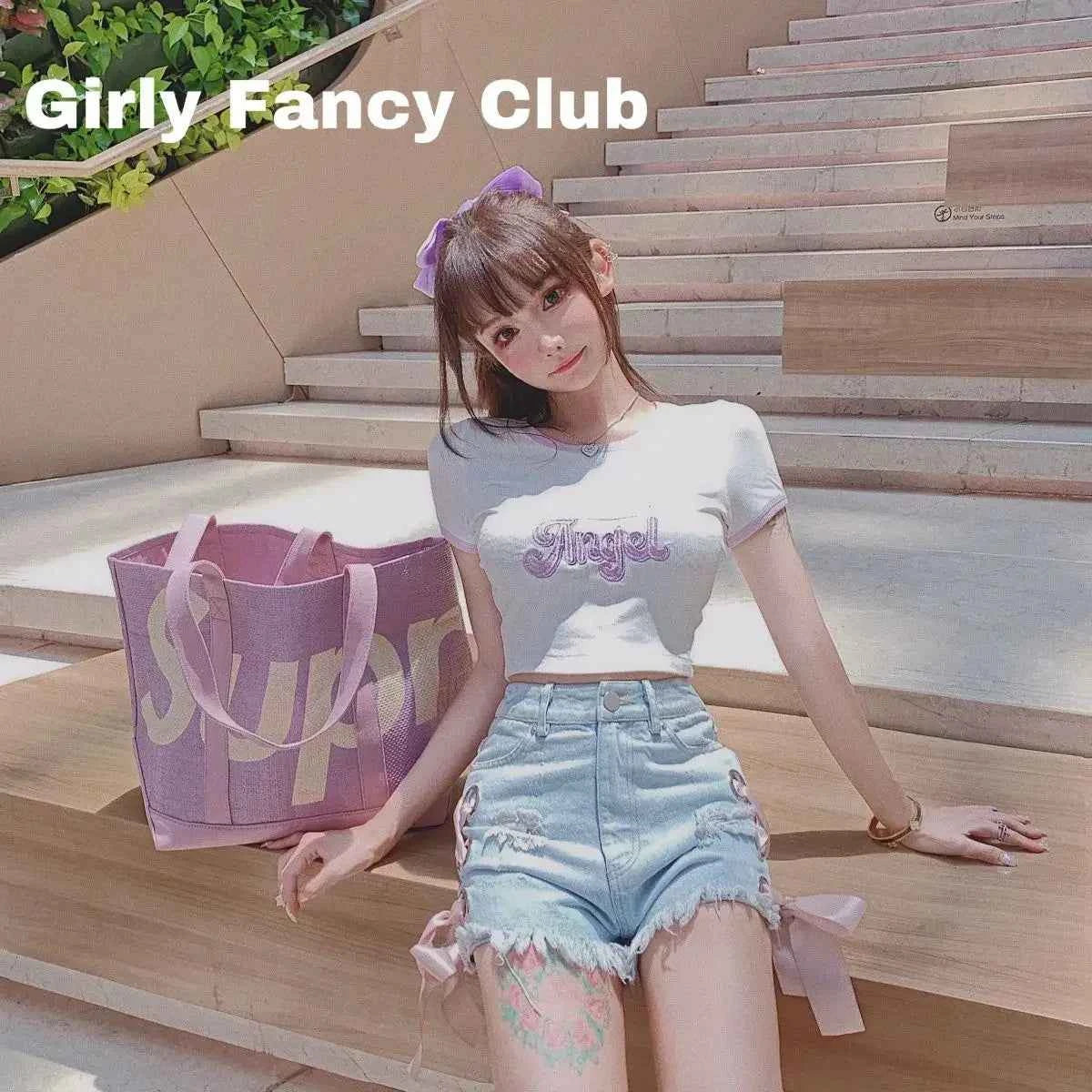 Japanese Summer High Waisted Denim Shorts Cute Ribbon Bow