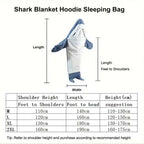 Thickened Warm Winter Shark One-Piece Pajamas Cartoon Animal Sleeping Bag Flannel Loungewear Men and Women Sleepwear Homewear