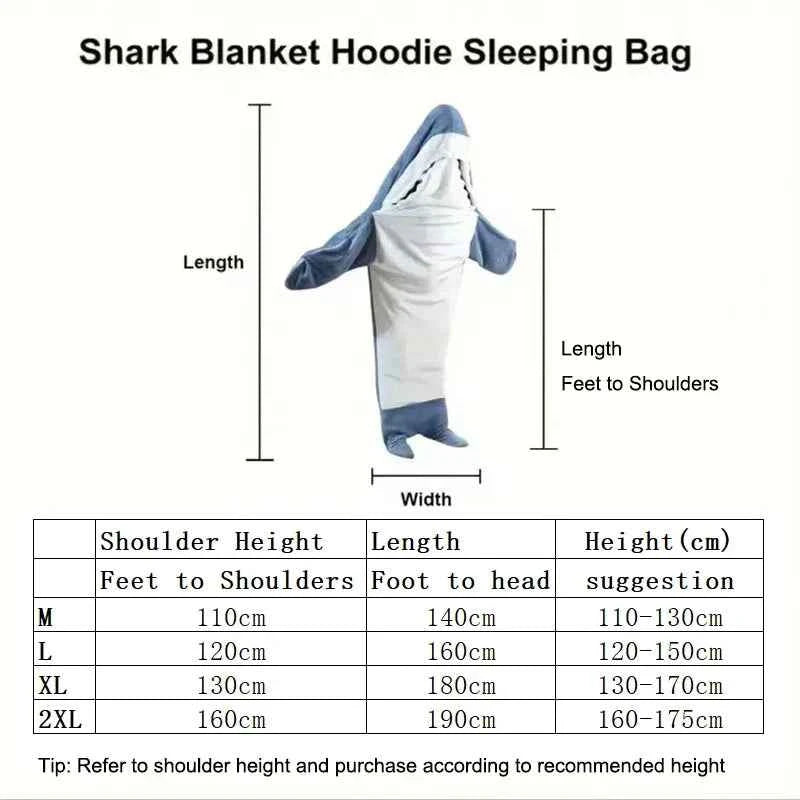 Thickened Warm Winter Shark One-Piece Pajamas Cartoon Animal Sleeping Bag Flannel Loungewear Men and Women Sleepwear Homewear