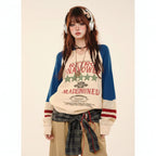 Blue College Sstyle Loose Sweater Autumn Fashion Slim Lazy - Vusy Kawaii Shop