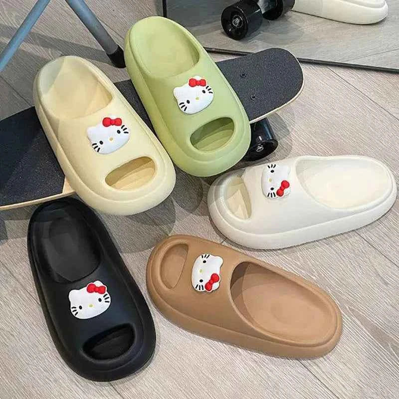 Sanrios Hello Kittys Slippers Women's Summer Outdoor Thick Sole Shoes Fashion Home Bathroom Slippers Anti Slip Girls Sandals