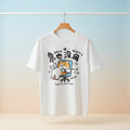Fun Cartoon Cat Letter Print Summer Short Sleeved T-shirt