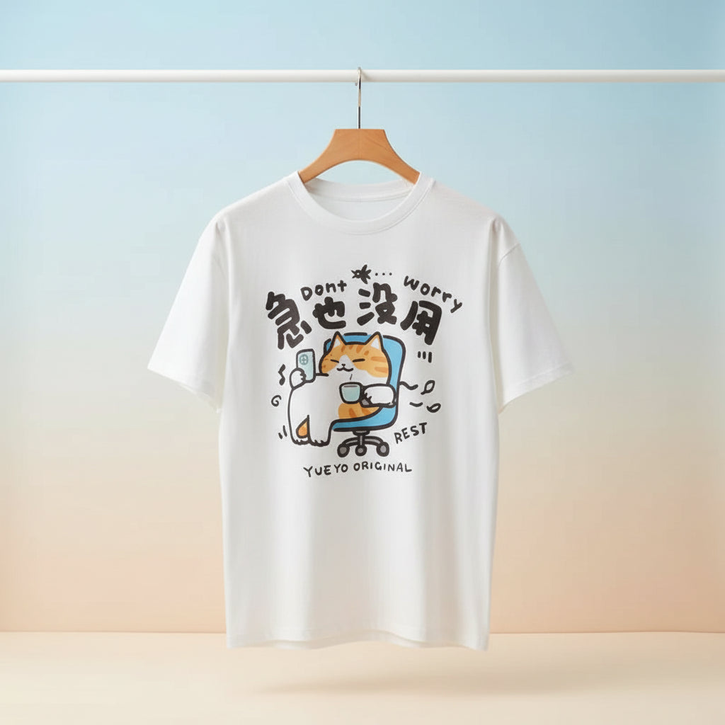 Fun Cartoon Cat Letter Print Summer Short Sleeved T-shirt - Vusy Kawaii Shop