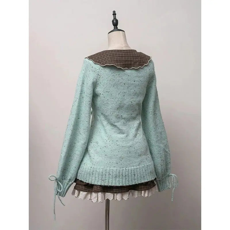 Autumn Suit Lolita Lolita Cute Sweet Mint Sweater Shirt - Vusy Kawaii Shop