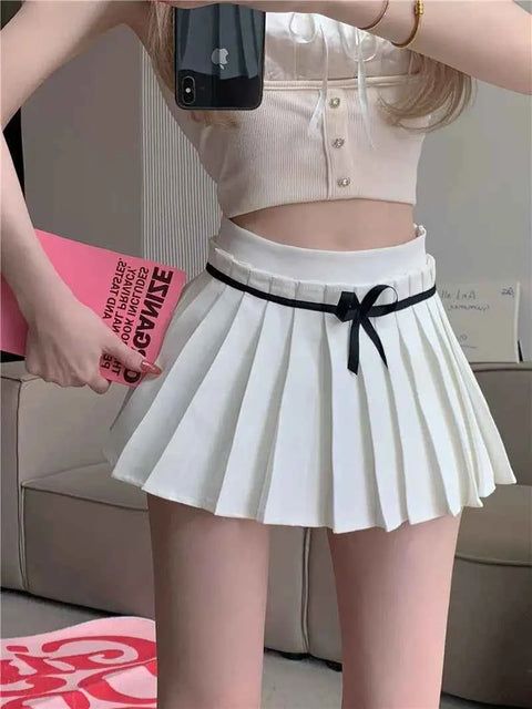 Pleated Mini Skirts Women JK Slim Simple Pure Streetwear