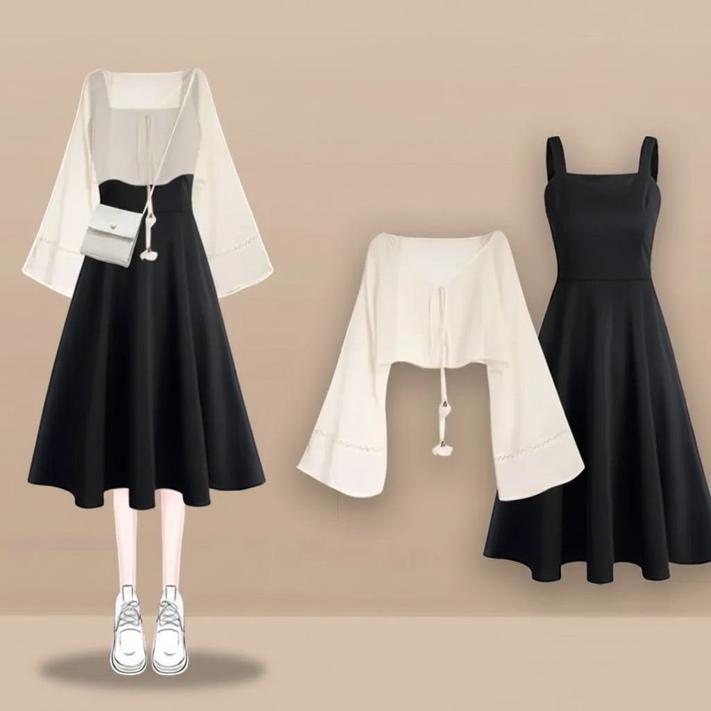 Spring Summer Matching Set Fashion Shirt Top and Suspender - Vusy Kawaii Shop