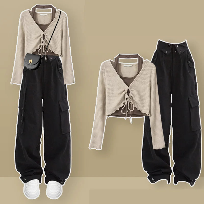 Girls Spring Autumn Fashion Two Piece Long Sleeve Top - Vusy Kawaii Shop