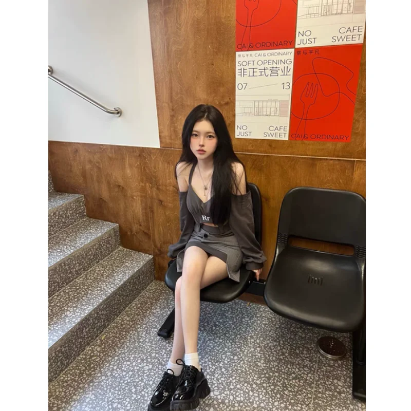 Chic Fashion Women Streetwear Sexy Halter Off Shoulder Crop - Vusy Kawaii Shop