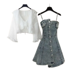 Denim Skirt Elegant Sunscreen Shirt Korean Spring-Summer - Vusy Kawaii Shop
